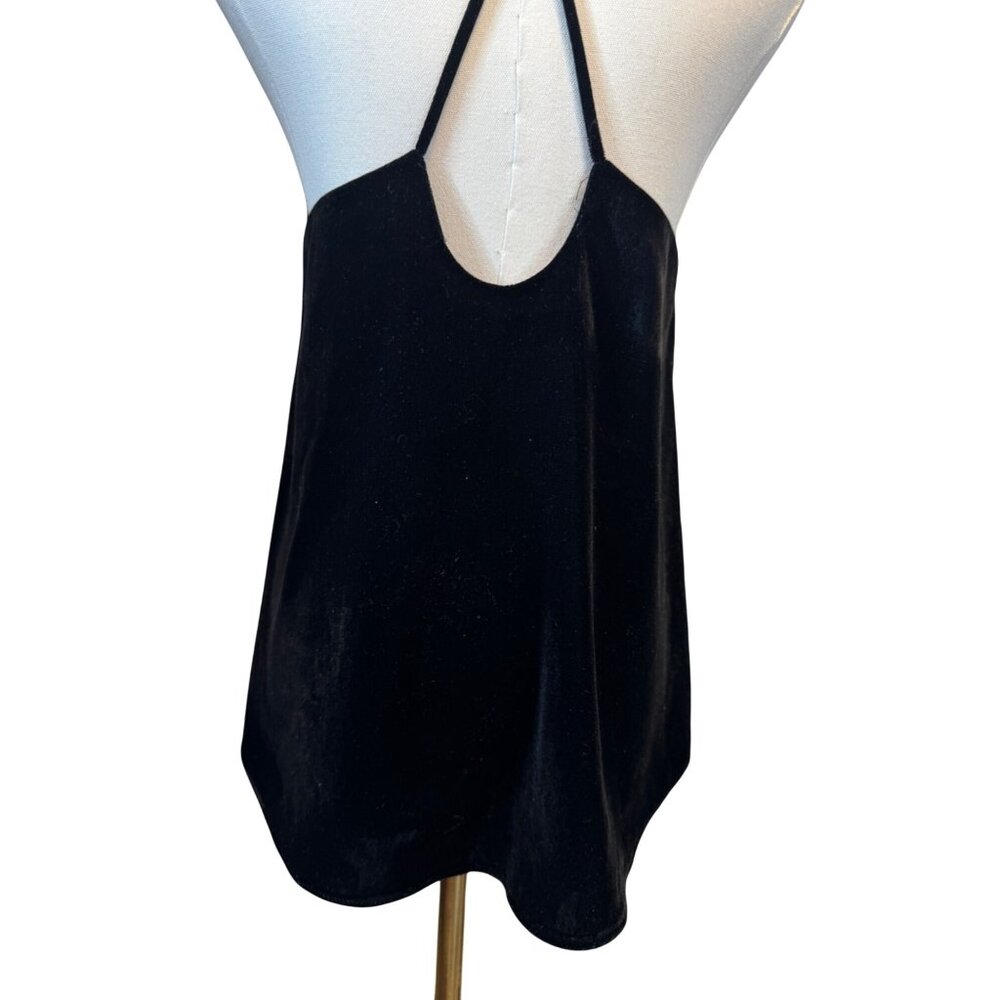 Zara Size S Black Velvet Strappy Back Sleeveless Polyester Top - Picture 8 of 13